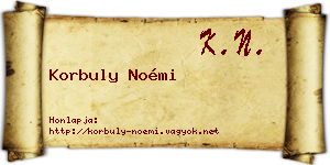 Korbuly Noémi névjegykártya