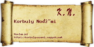 Korbuly Noémi névjegykártya